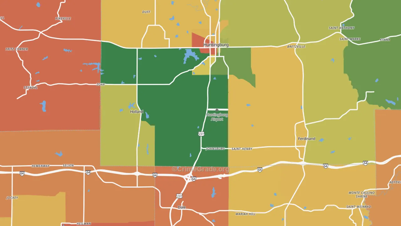 Lincoln City, IN Map of Arson Rates