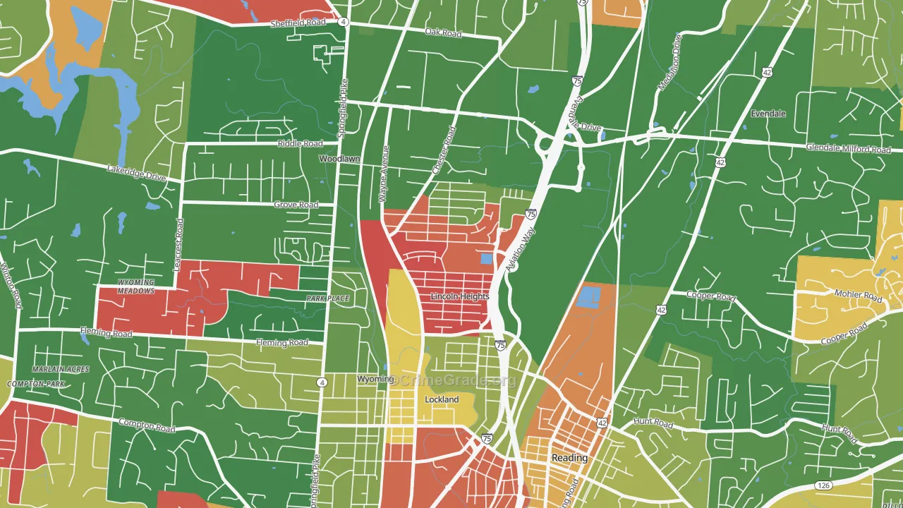 Lincoln Heights, OH Map of Arson Rates
