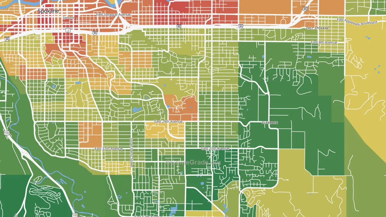 Lincoln Heights, Spokane, WA Map of Arson Rates