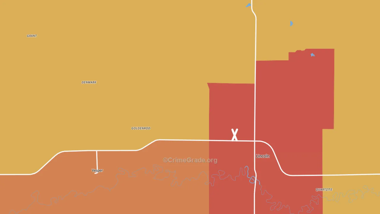 Lincoln, KS Map of Arson Rates