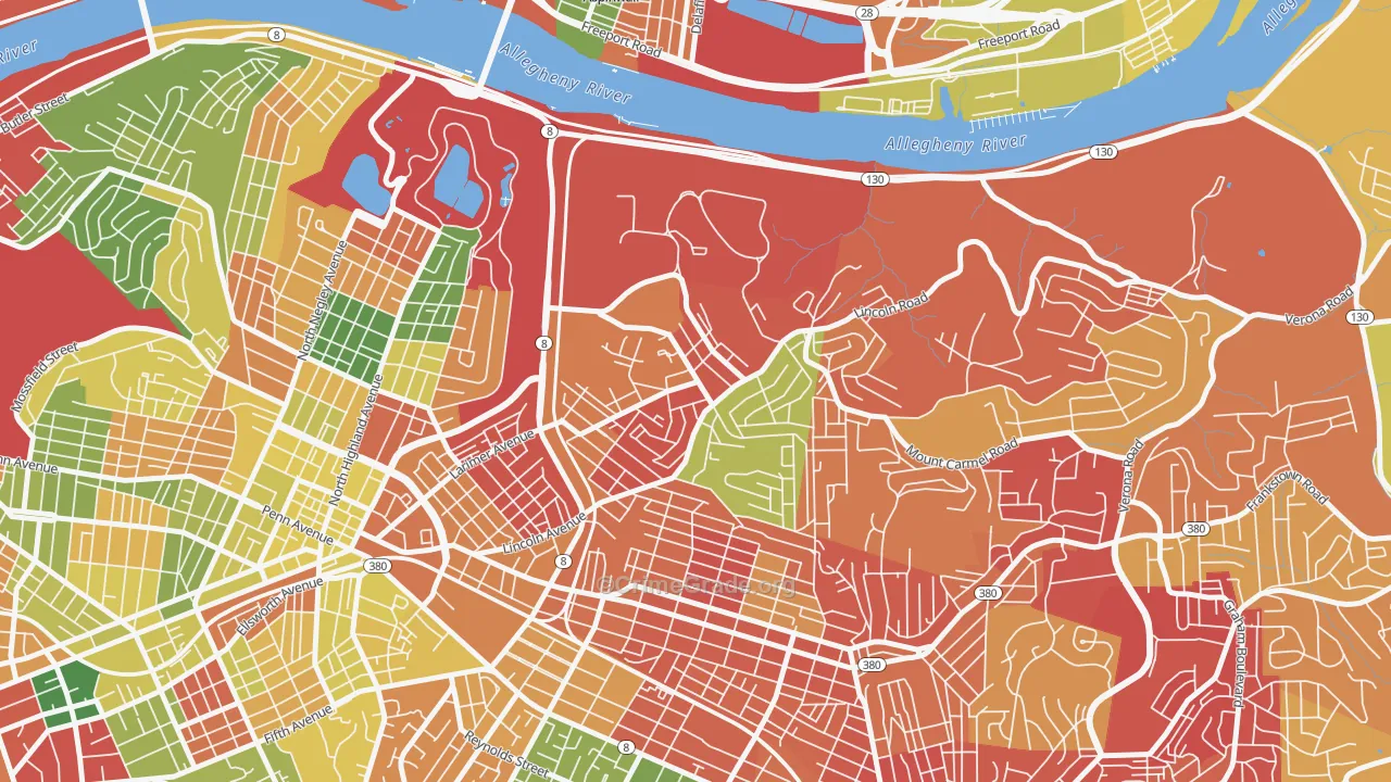 Lincoln-Lemington-Belmar, Pittsburgh, PA Map of Arson Rates