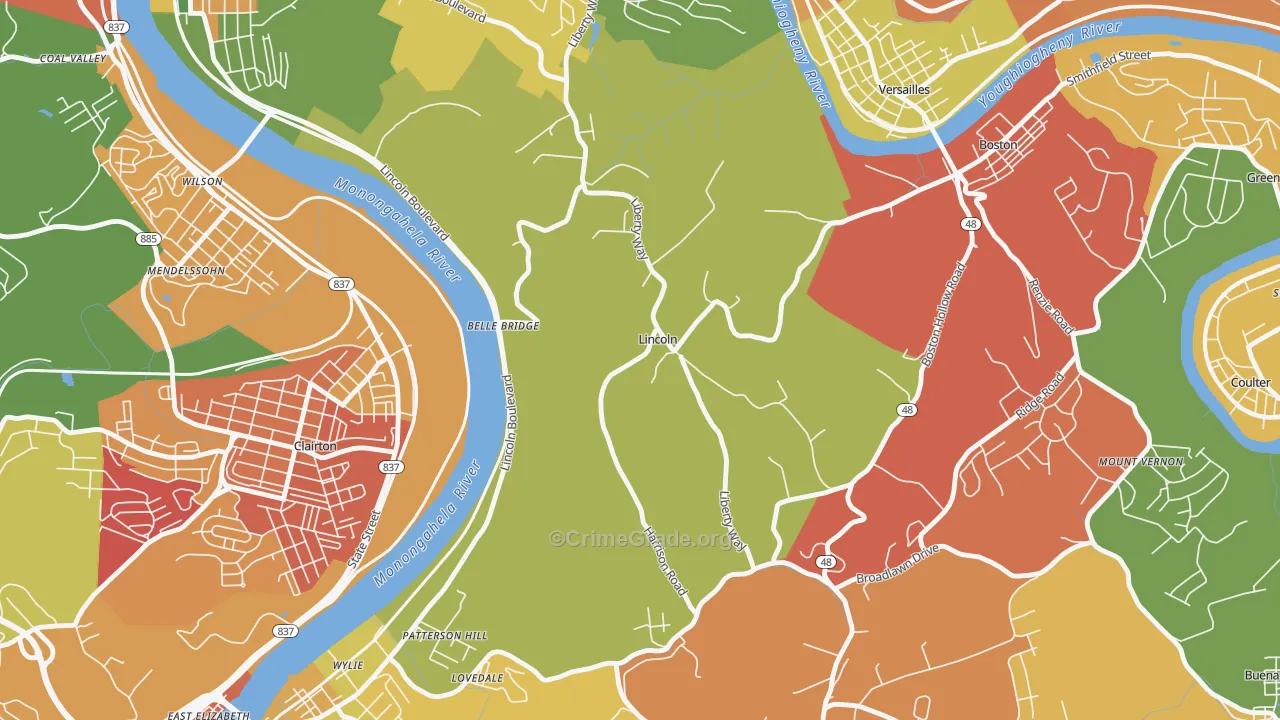 Lincoln, PA Map of Arson Rates