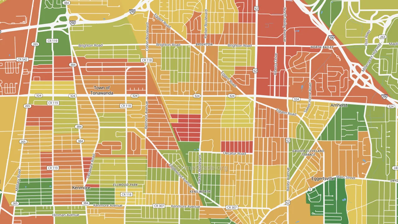 Lincoln Park-Buffalo, Tonawanda, NY Map of Arson Rates