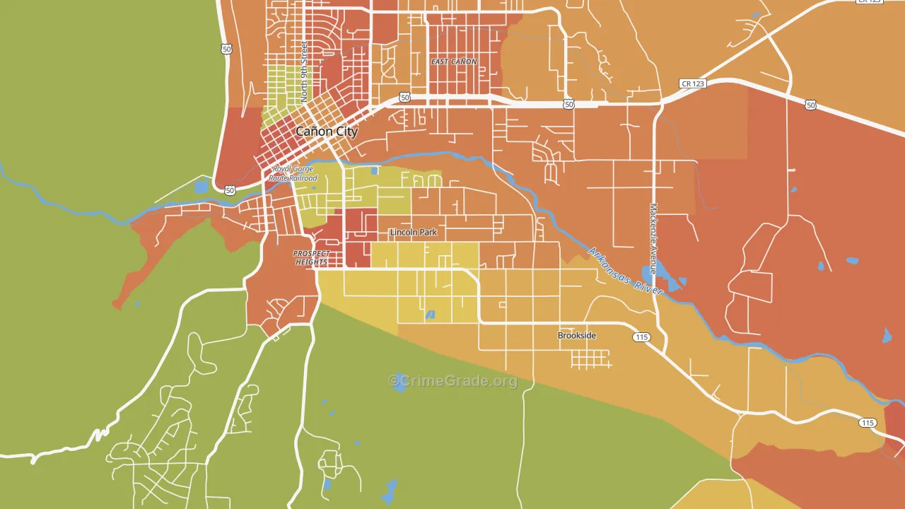 Lincoln Park, CO Map of Arson Rates