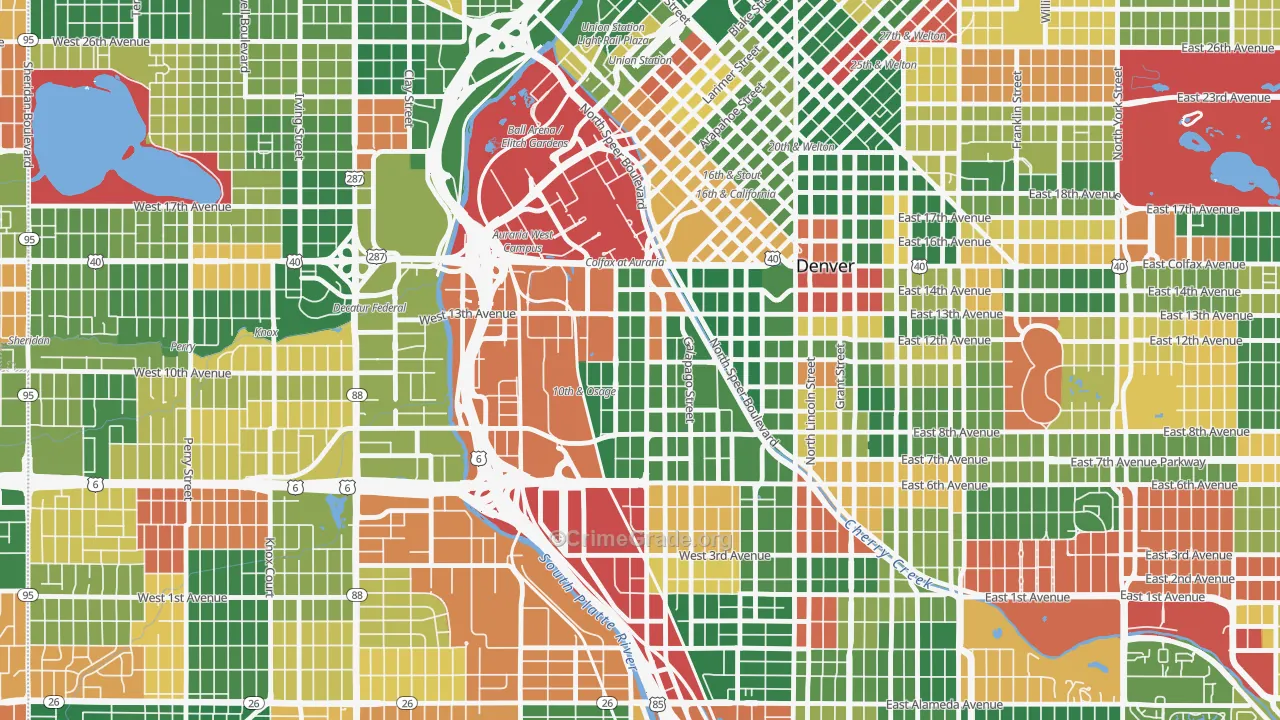 Lincoln Park, Denver, CO Map of Arson Rates