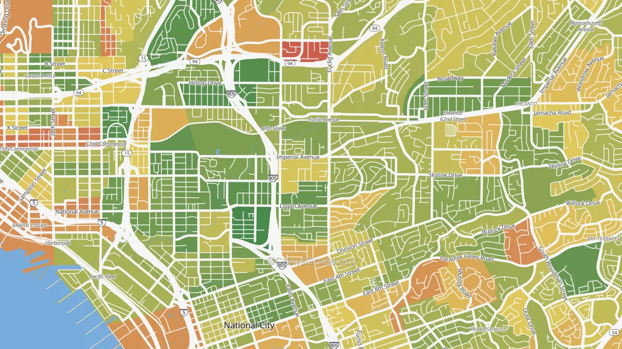 Lincoln Park, San Diego, CA Map of Arson Rates