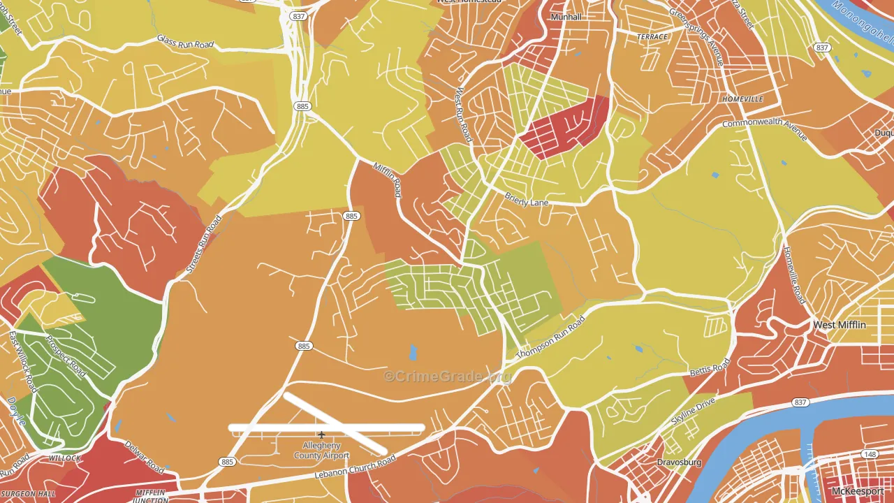 Lincoln Place, Pittsburgh, PA Map of Arson Rates