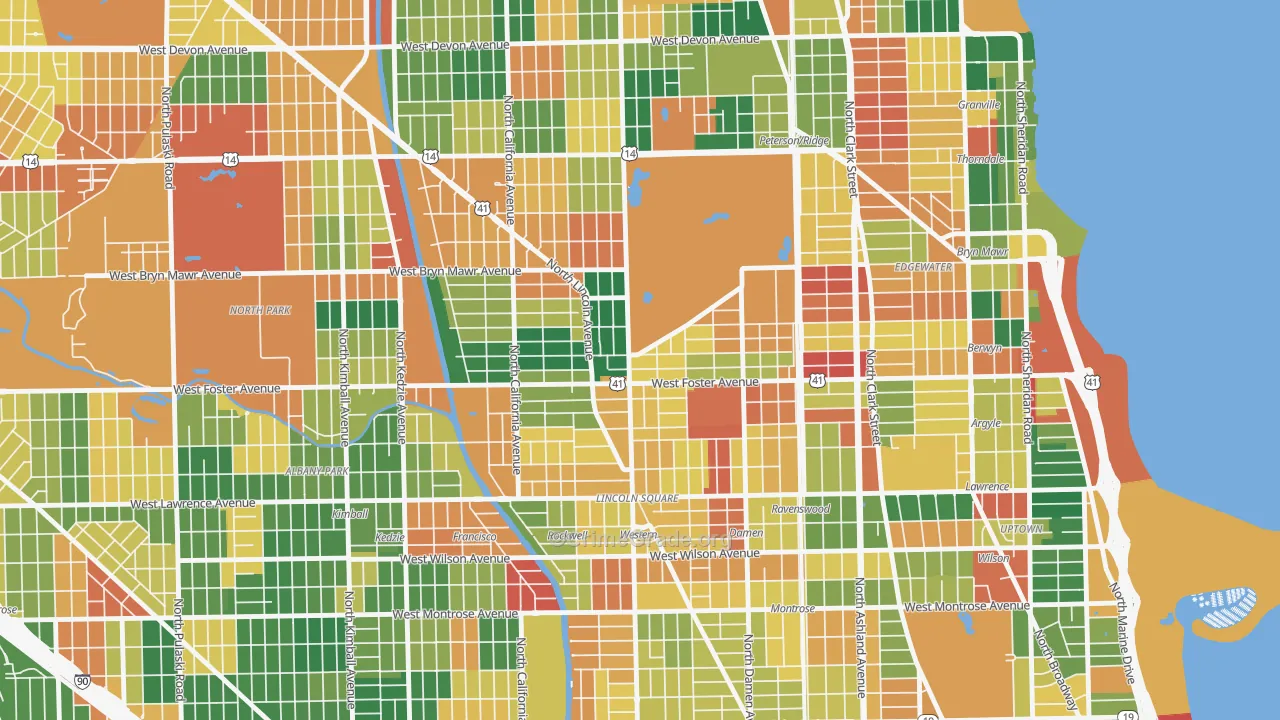 Lincoln Square, Chicago, IL Map of Arson Rates