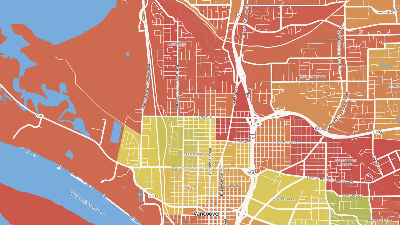 Lincoln, Vancouver, WA Map of Arson Rates