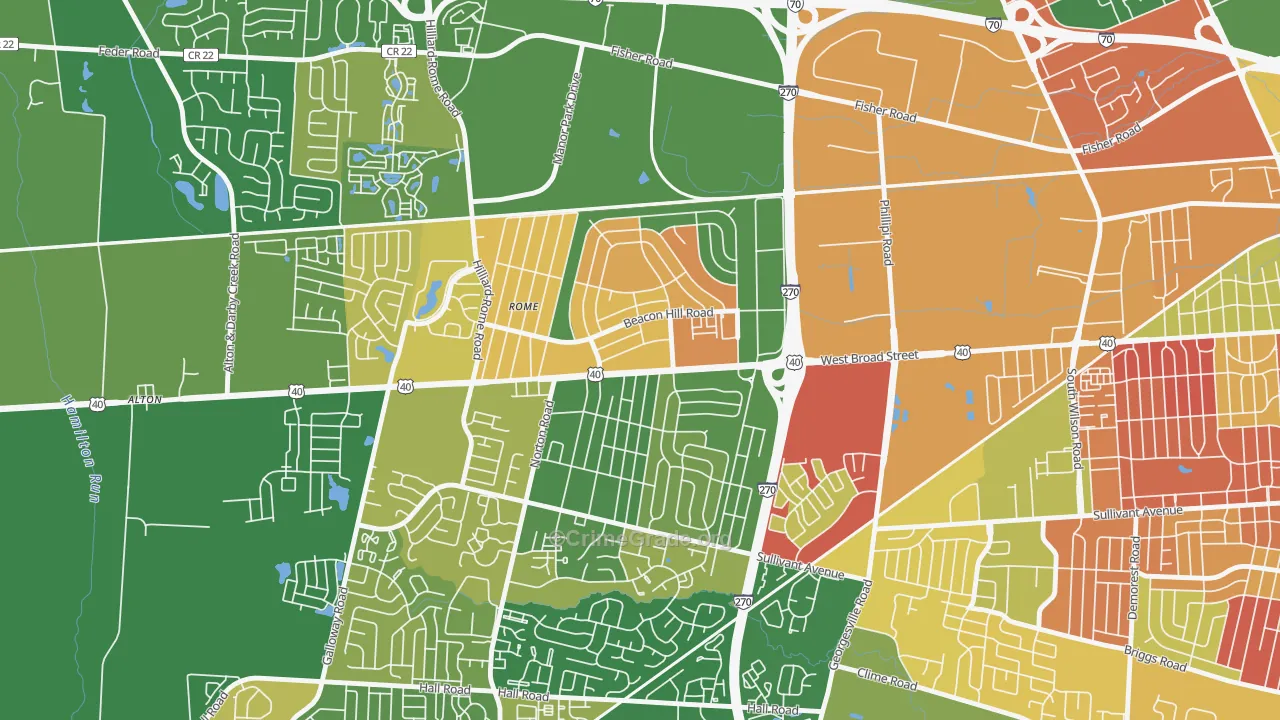 Lincoln Village, OH Map of Arson Rates