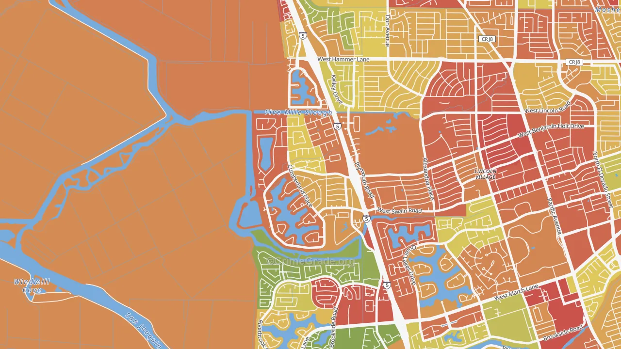 Lincoln Village West, Stockton, CA Map of Arson Rates