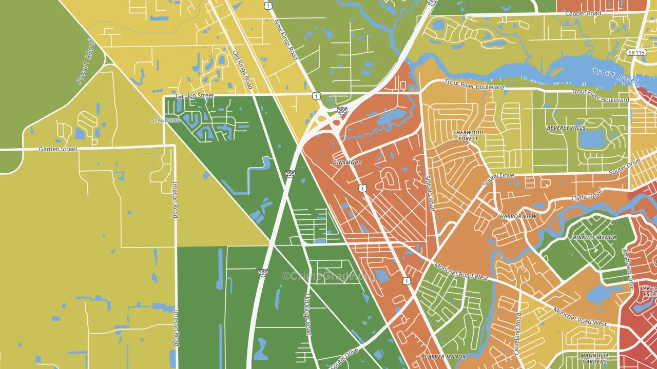 Lincoln Villas, Jacksonville, FL Map of Arson Rates