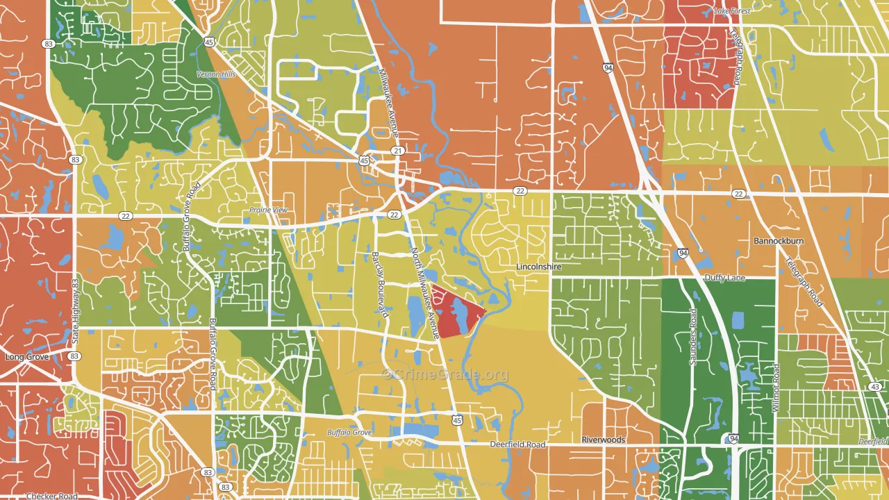 Lincolnshire, IL Map of Arson Rates