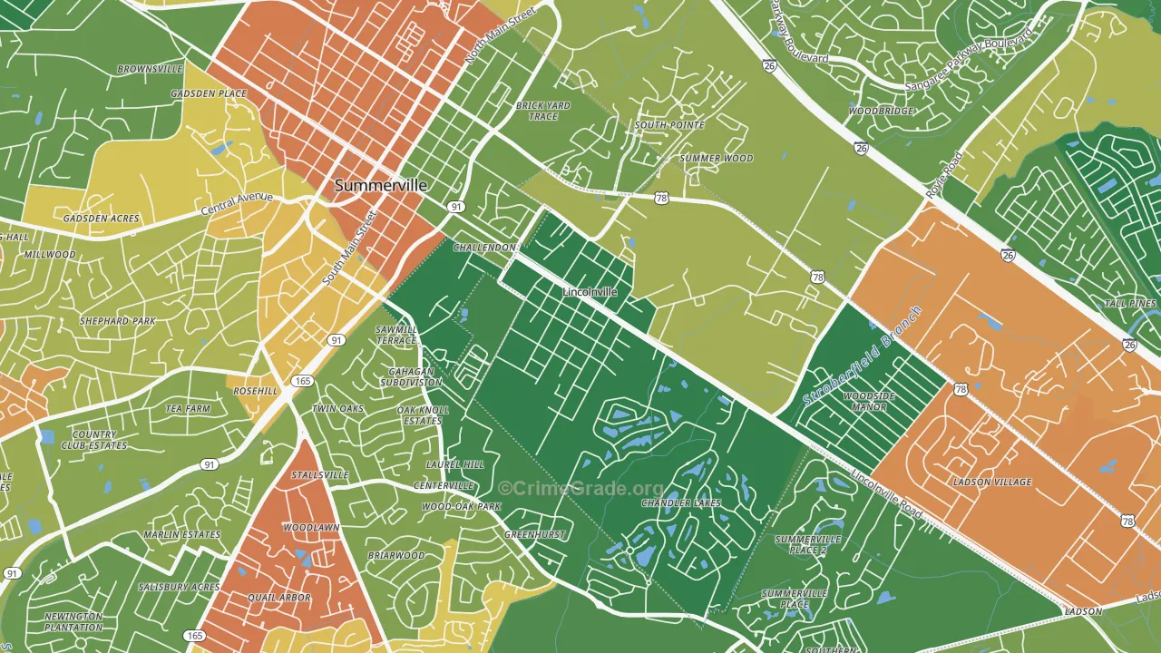 Lincolnville, SC Map of Arson Rates