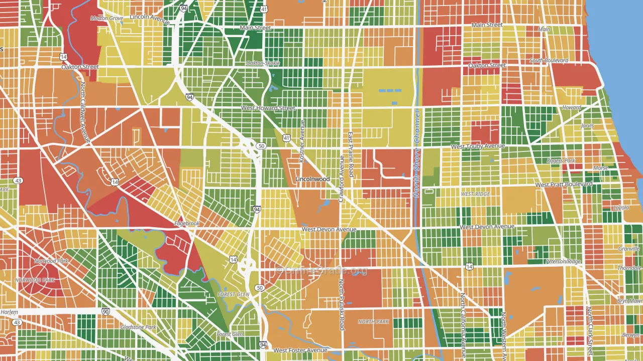 Lincolnwood, IL Map of Arson Rates