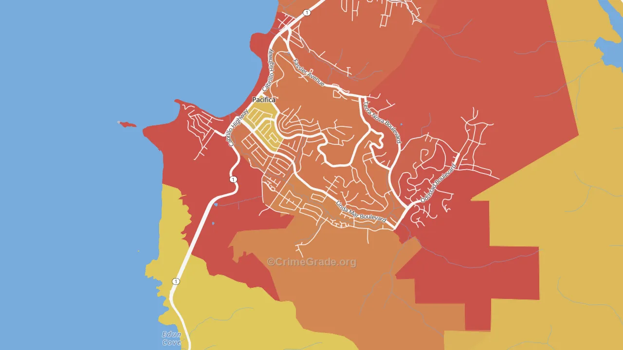Linda Mar, Pacifica, CA Map of Arson Rates