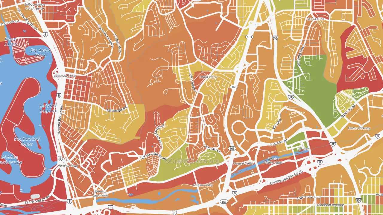 Linda Vista, San Diego, CA Map of Arson Rates