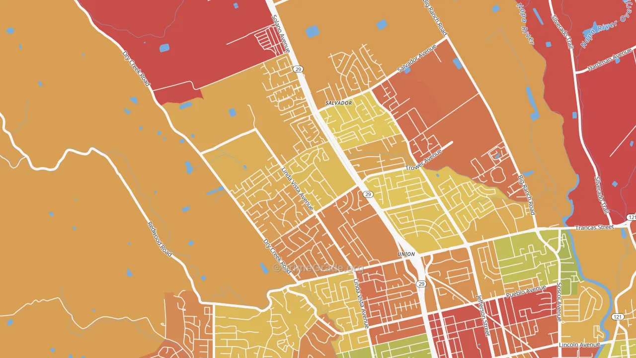 Linda Vista-San Francisco, Napa, CA Map of Arson Rates