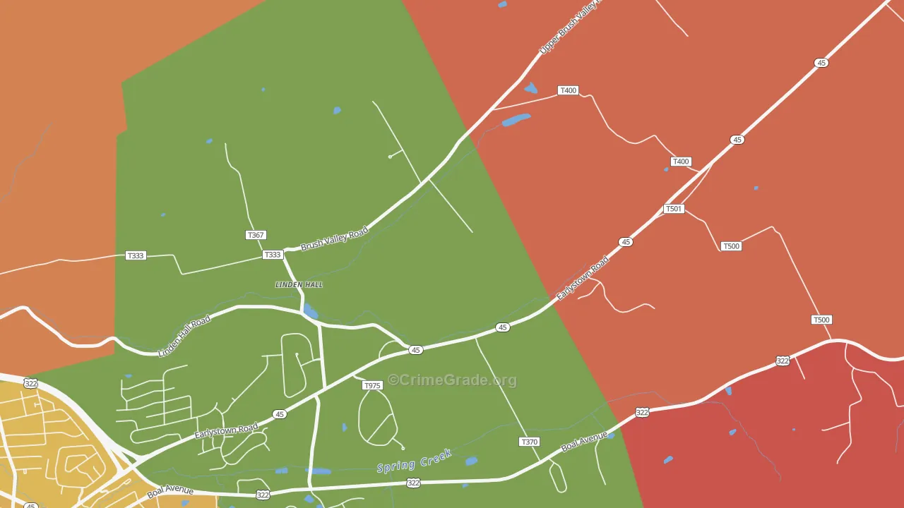 Linden Hall, PA Map of Arson Rates