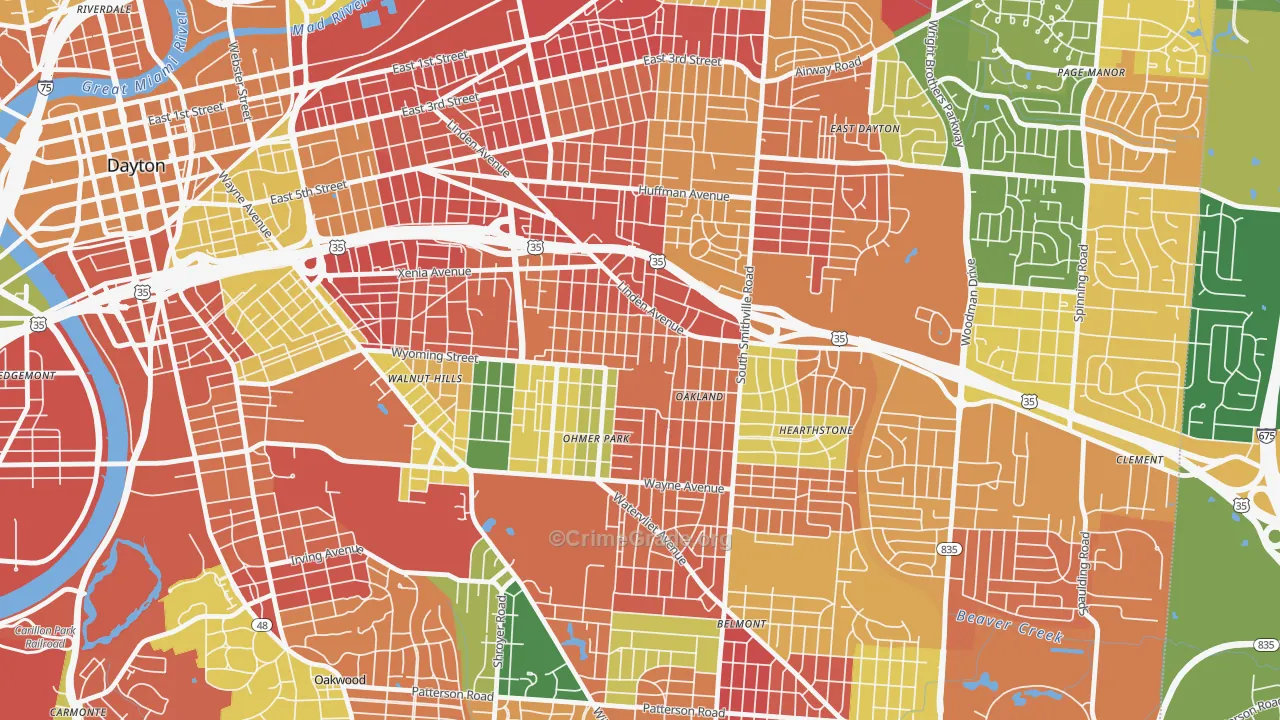 Linden Heights, Dayton, OH Map of Arson Rates