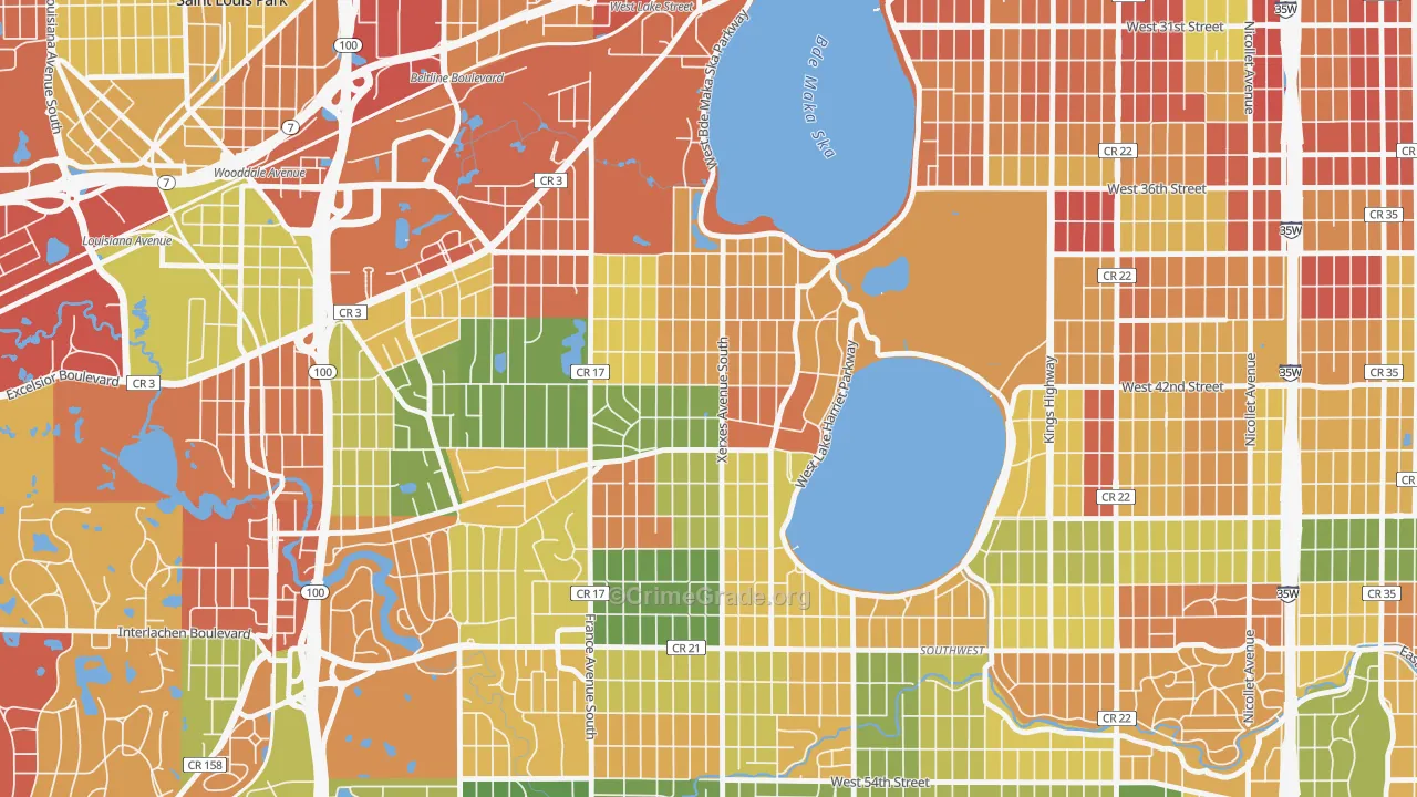 Linden Hills, Minneapolis, MN Map of Arson Rates