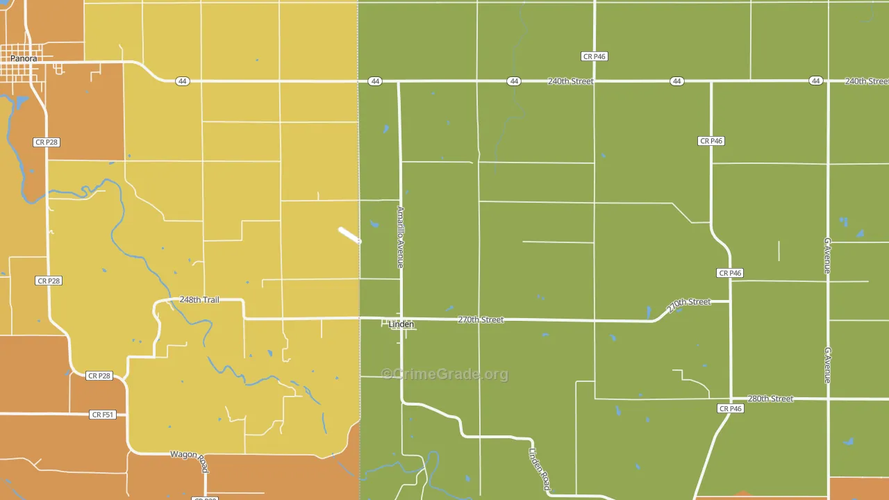 Linden, IA Map of Arson Rates