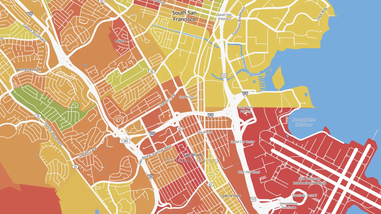 Lindenville, South San Francisco, CA Map of Arson Rates