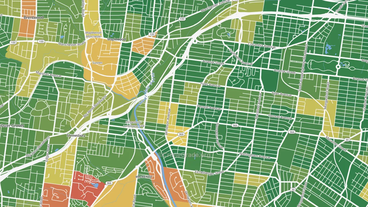 Lindenwood Park, St. Louis, MO Map of Arson Rates