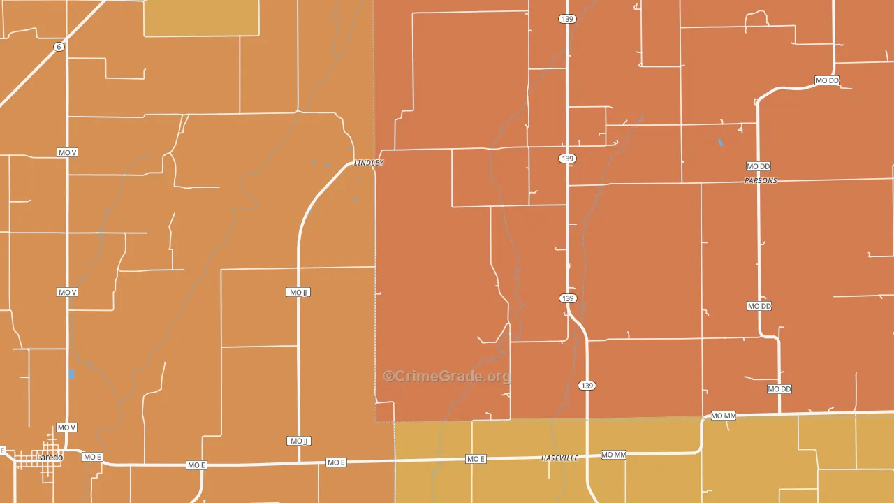 Lindley, MO Map of Arson Rates