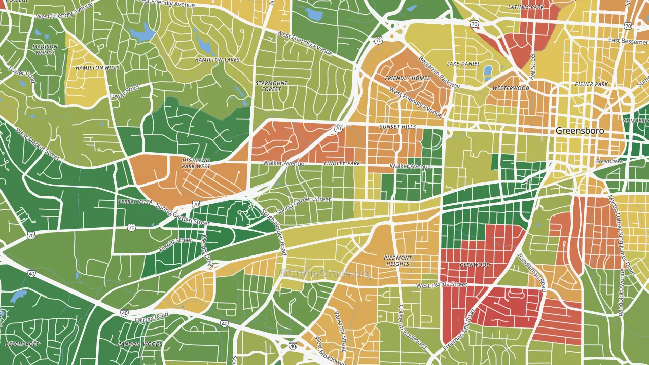 Lindley Park, Greensboro, NC Map of Arson Rates