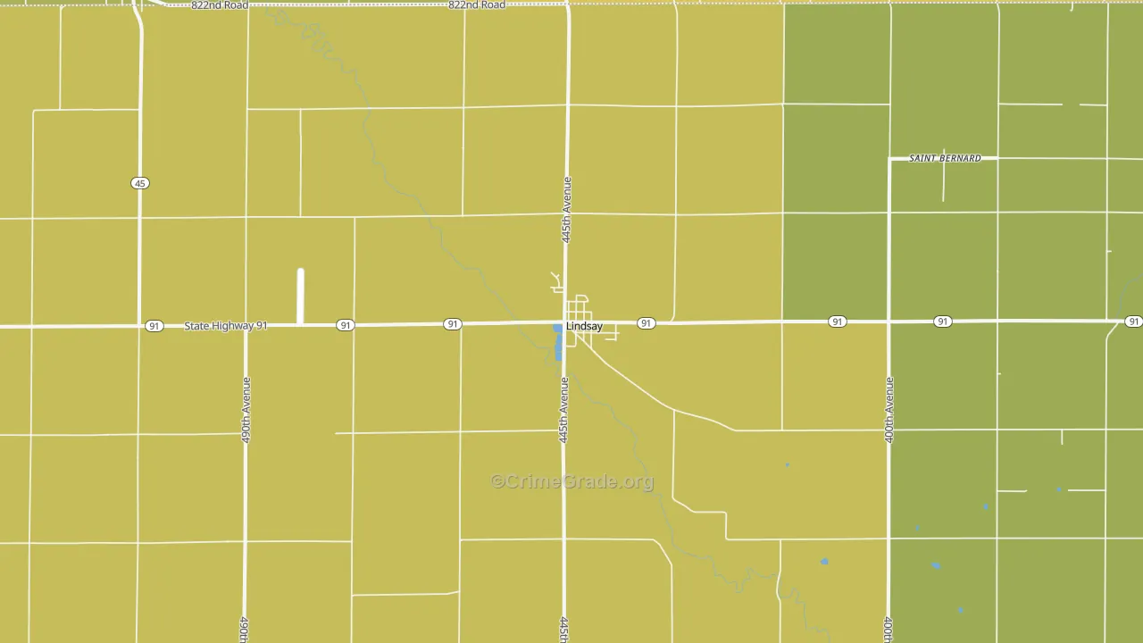 Lindsay, NE Map of Arson Rates