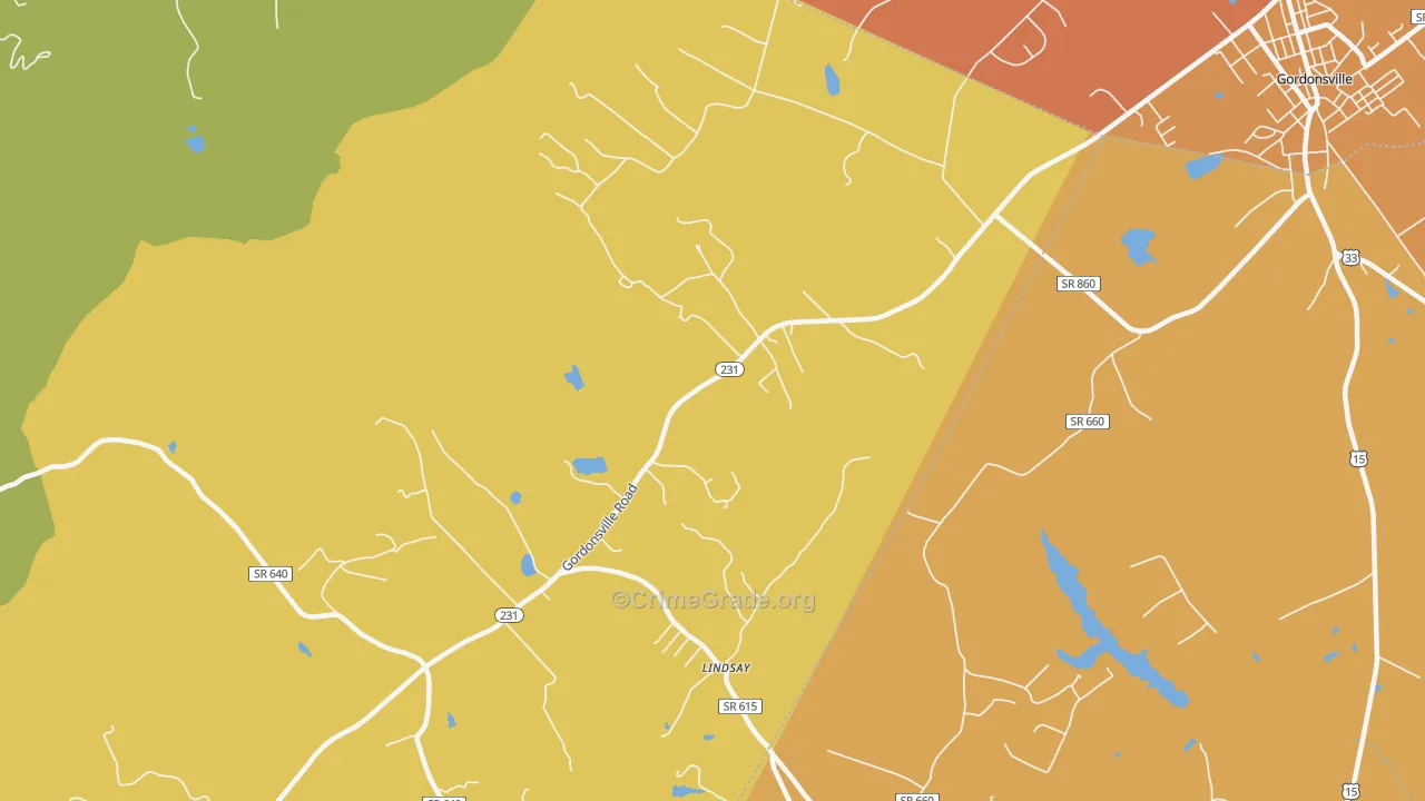 Lindsay, VA Map of Arson Rates
