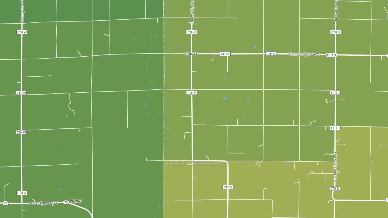Lindsey, WI Map of Arson Rates