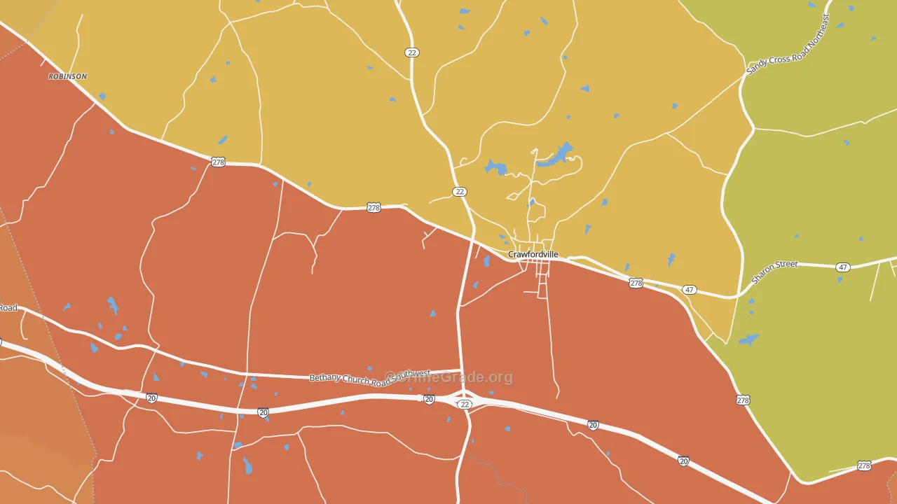 Linesville, GA Map of Arson Rates