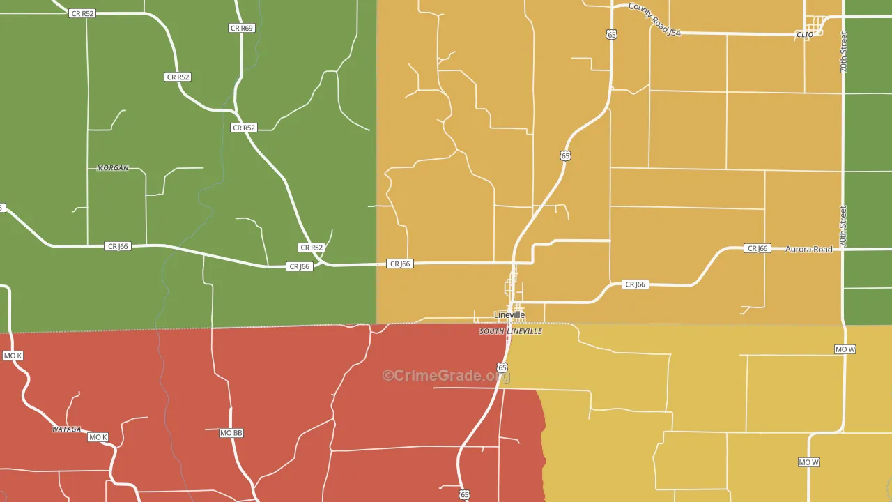 Lineville, IA Map of Arson Rates