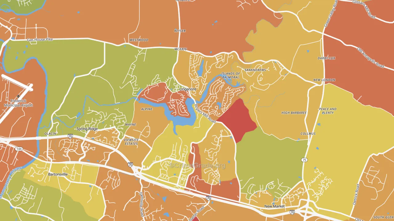 Linganore, MD Map of Arson Rates