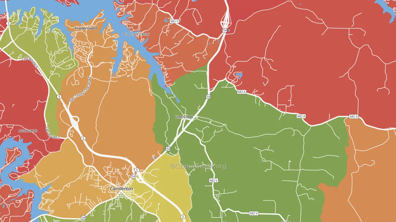 Linn Creek, MO Map of Arson Rates