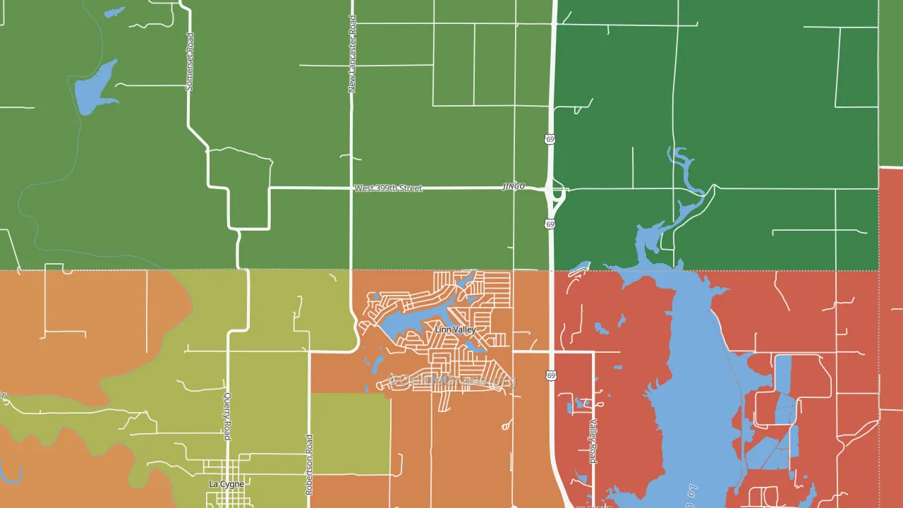 Linn Valley, KS Map of Arson Rates
