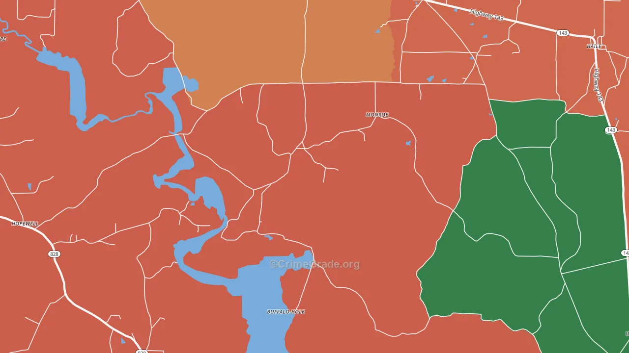 Linville, LA Map of Arson Rates