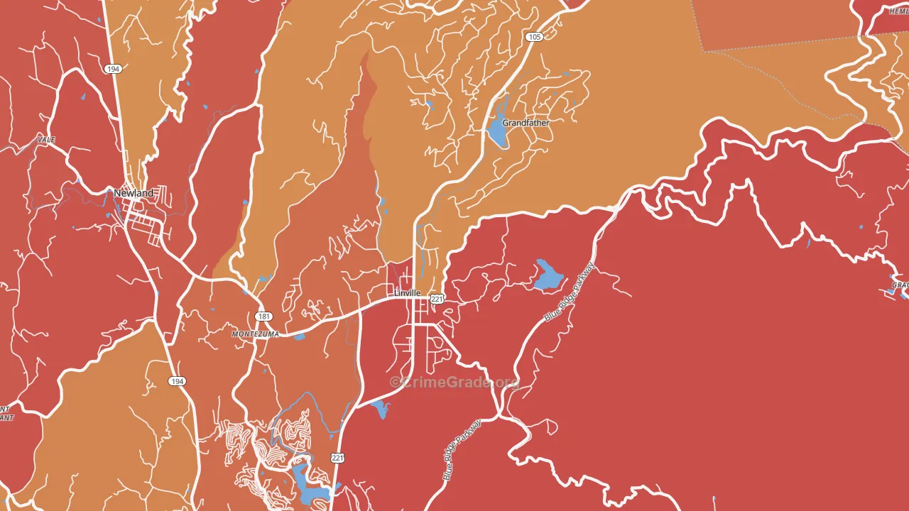 Linville, NC Map of Arson Rates