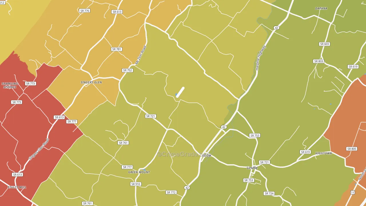 Linville, VA Map of Arson Rates
