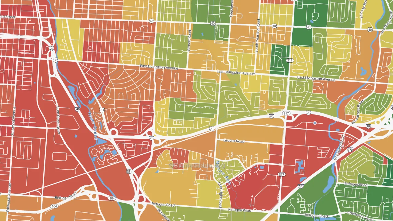 Linwood, Columbus, OH Map of Arson Rates
