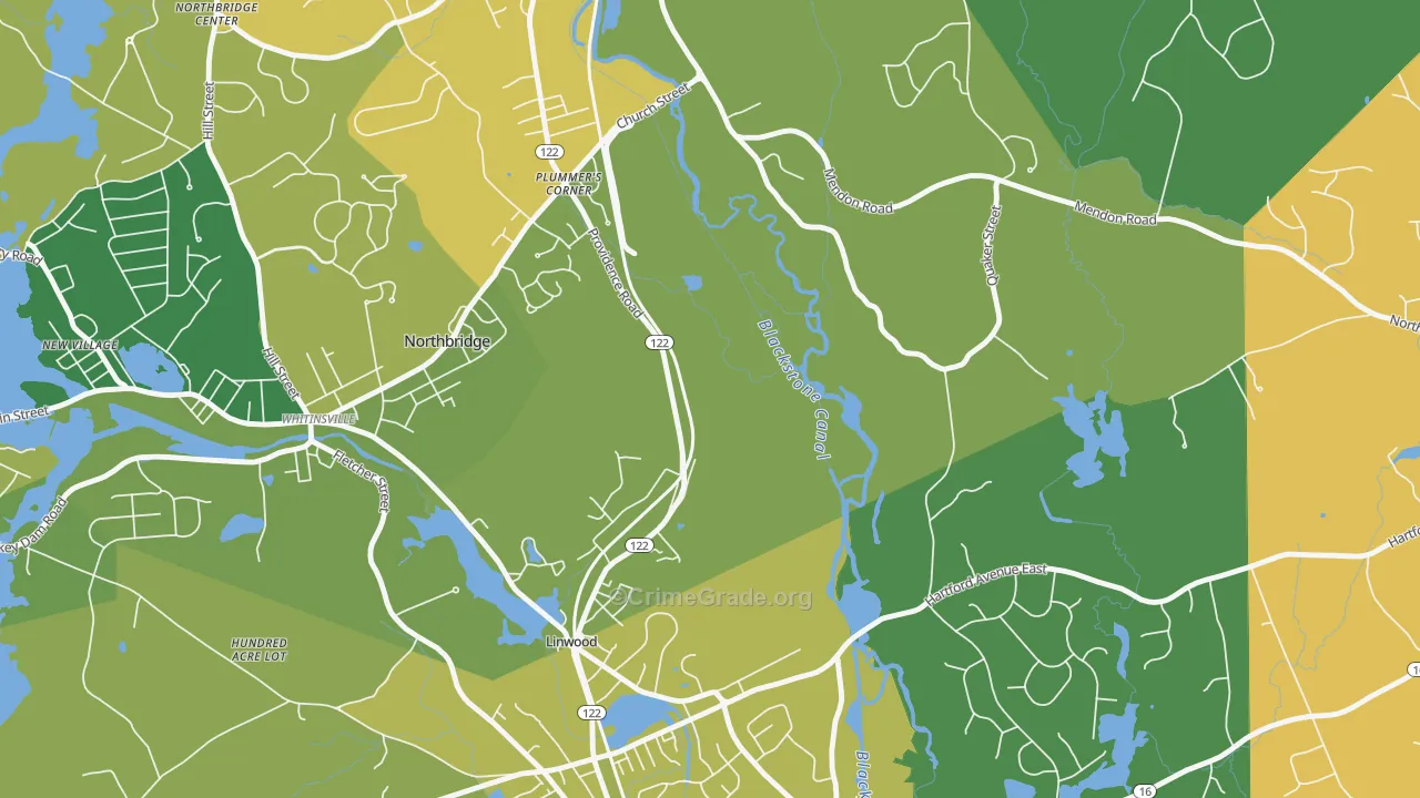 Linwood, MA Map of Arson Rates