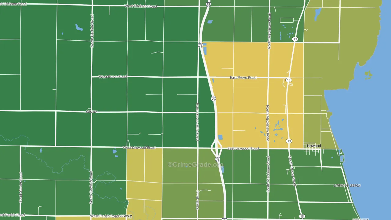 Linwood, MI Map of Arson Rates