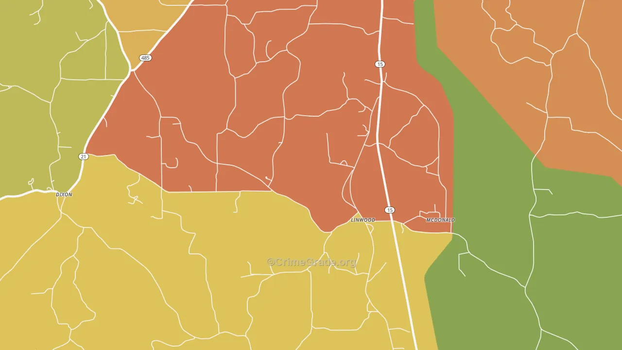 Linwood, MS Map of Arson Rates