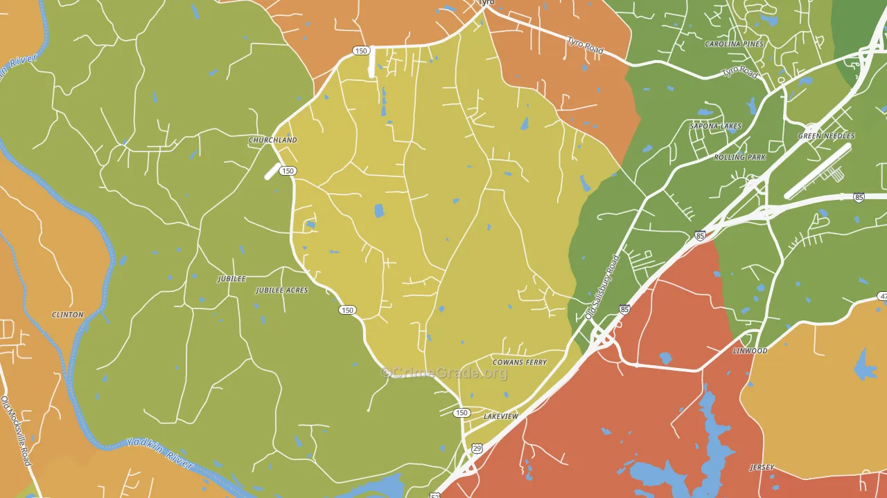 Linwood, NC Map of Arson Rates