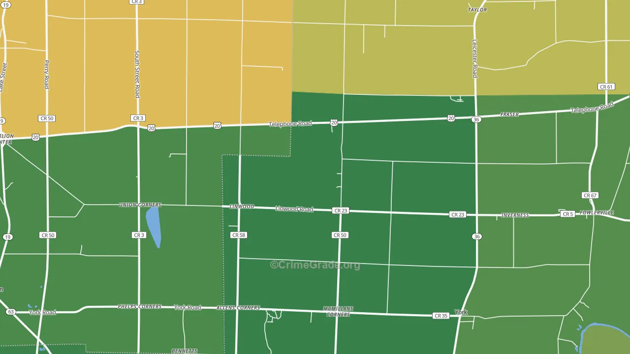 Linwood, NY Map of Arson Rates