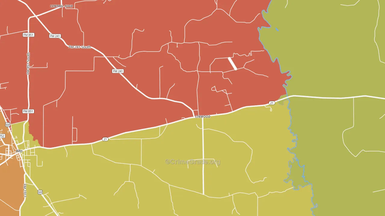 Linwood, TX Map of Arson Rates