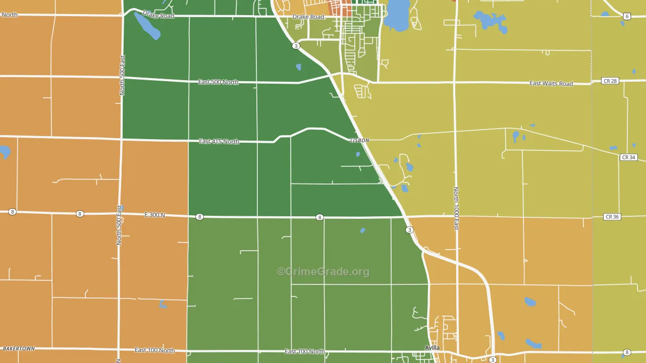 Lisbon, IN Map of Arson Rates
