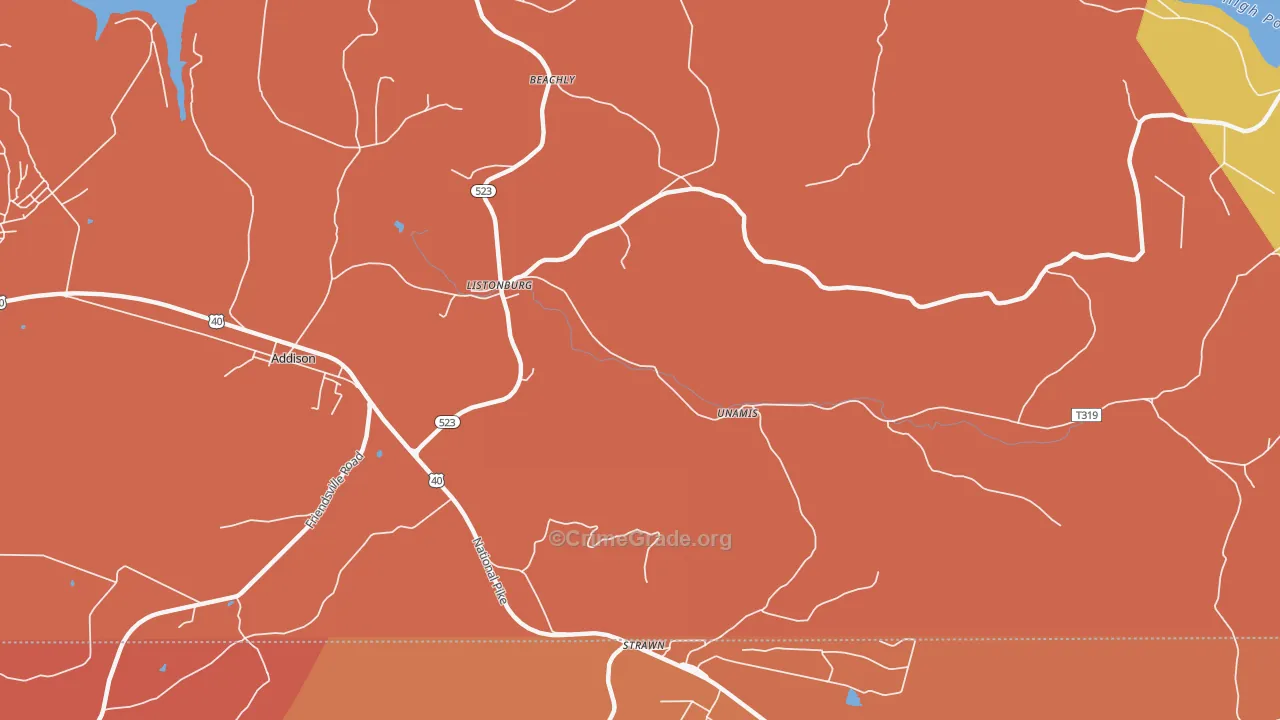 Listonburg, PA Map of Arson Rates